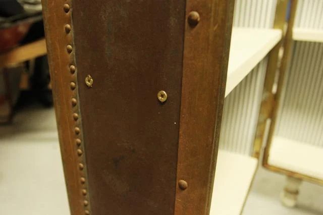 shelves screwed in to antique suitcase bookshelf, featured on Bekob.com