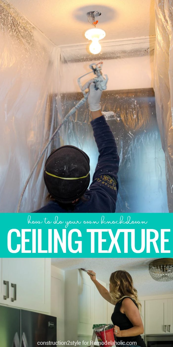 How To Apply Your Own Knockdown Ceiling Texture -- replace those popcorn ceilings! walkthrough from construction2style on Bekob.com