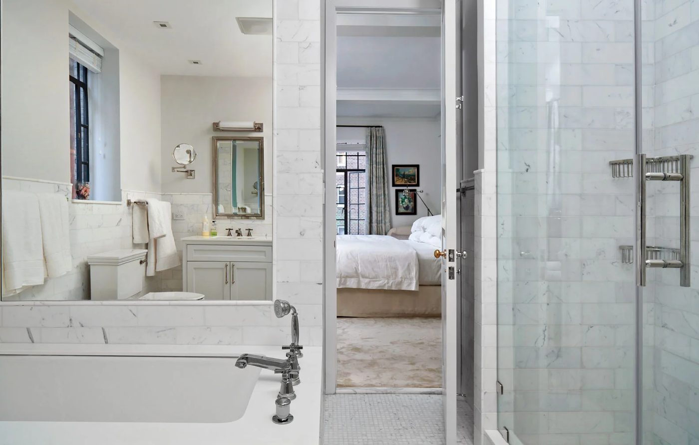 Bath, Art Deco Apartment in the El Dorado NYC | Design by Design Development NYC | Photography by Trevor Tondro | featured at Bekob.com #artdeco #design #decor #nyc