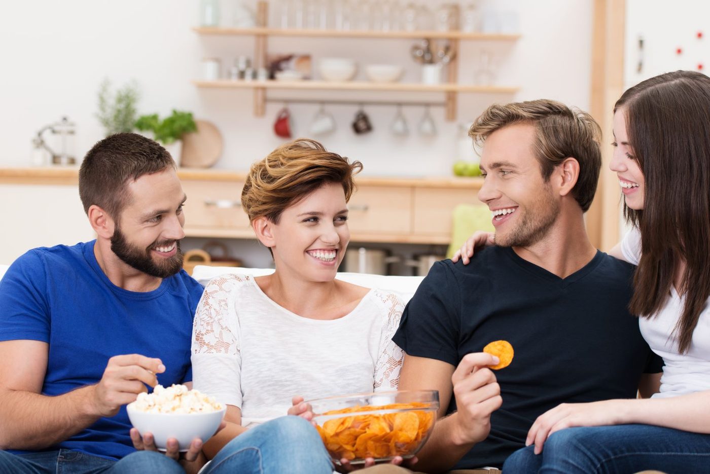 Friends Talking And Snack