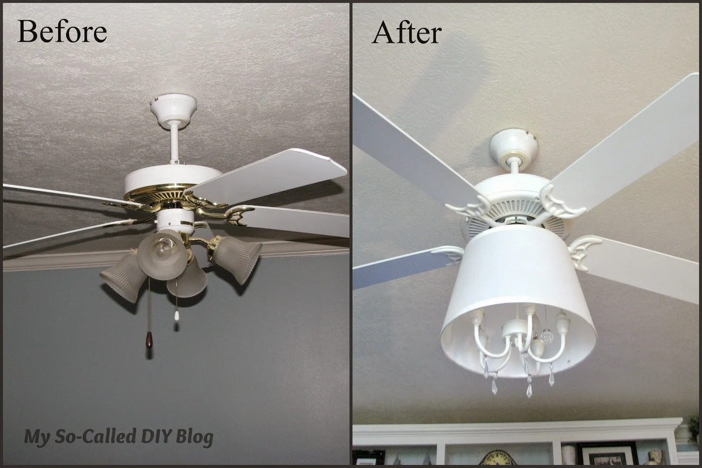 ceiling fan into chandelier - My So Called Handmade Blog