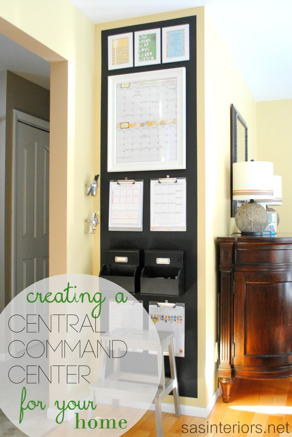 chalkboard family organizer wall command center