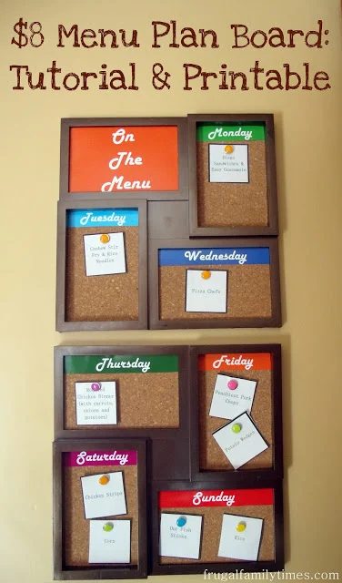 cork menu plan board