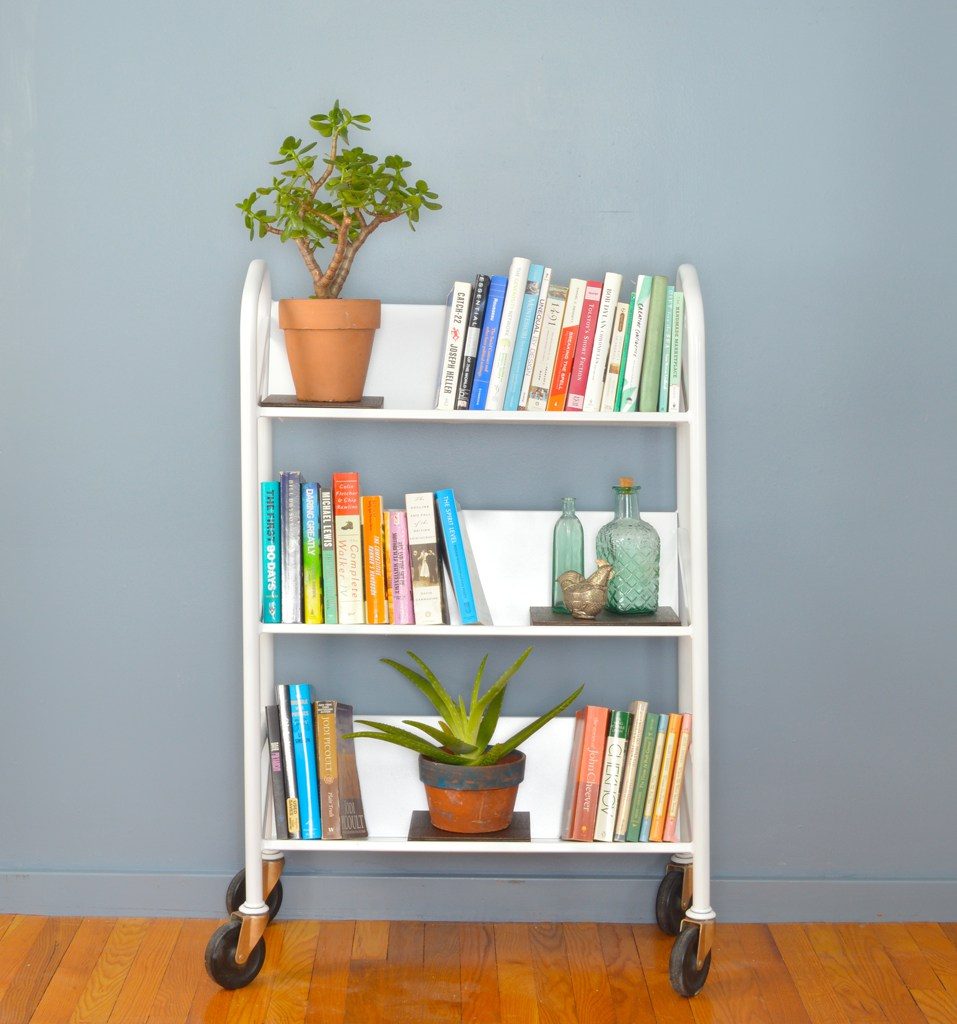 upcycled library cart Plaster and Disaster in home organization options from Bekob