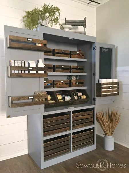 kitchen organizing, freestanding Handmade pantry Sawdust2Stitches