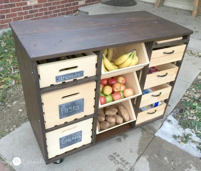 solid Handmade kitchen island, full of storage! Mylove2create