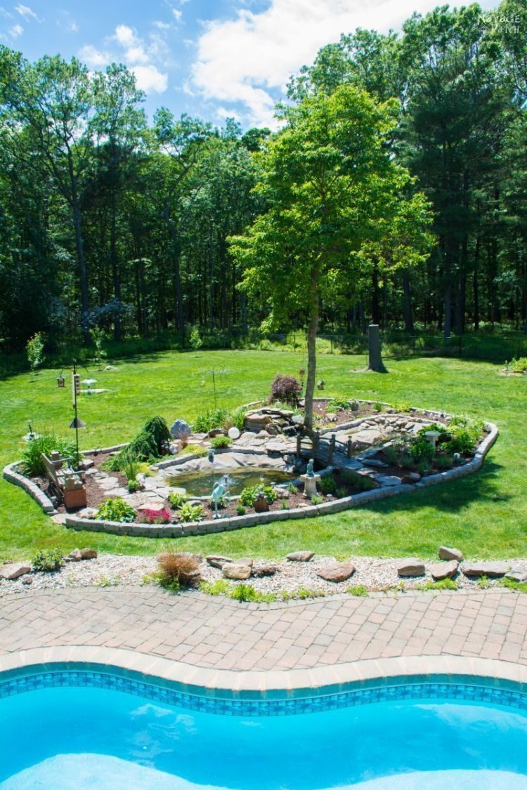 strong Handmade Backyard Pond By Swimming Pool