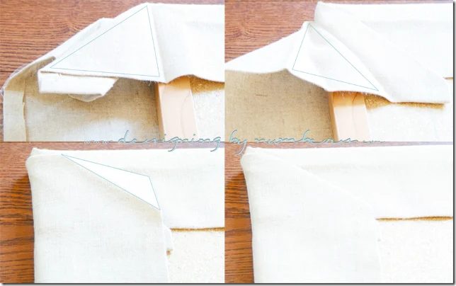 Finishing the corners of the fabric on the back of the board