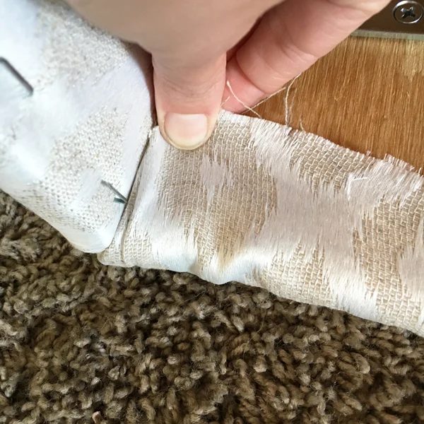 installing fabric to Ottoman corners