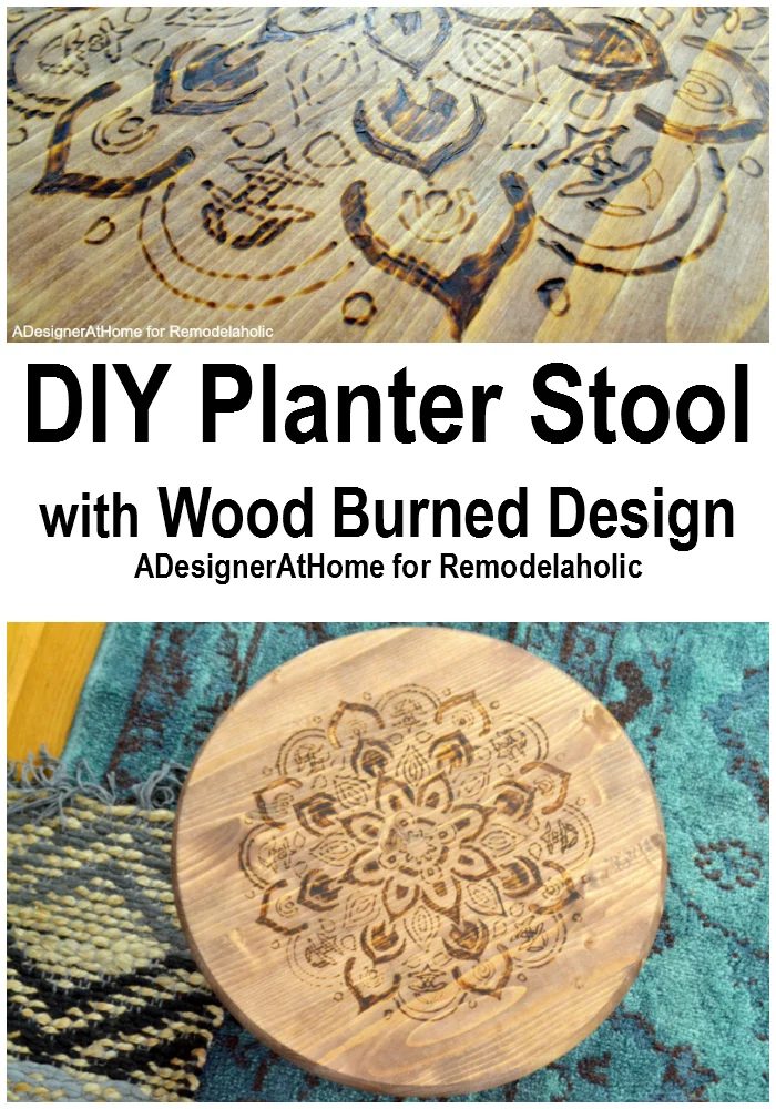 handmade-raised-planter-stool-stand-wood-burned-mandala-design
