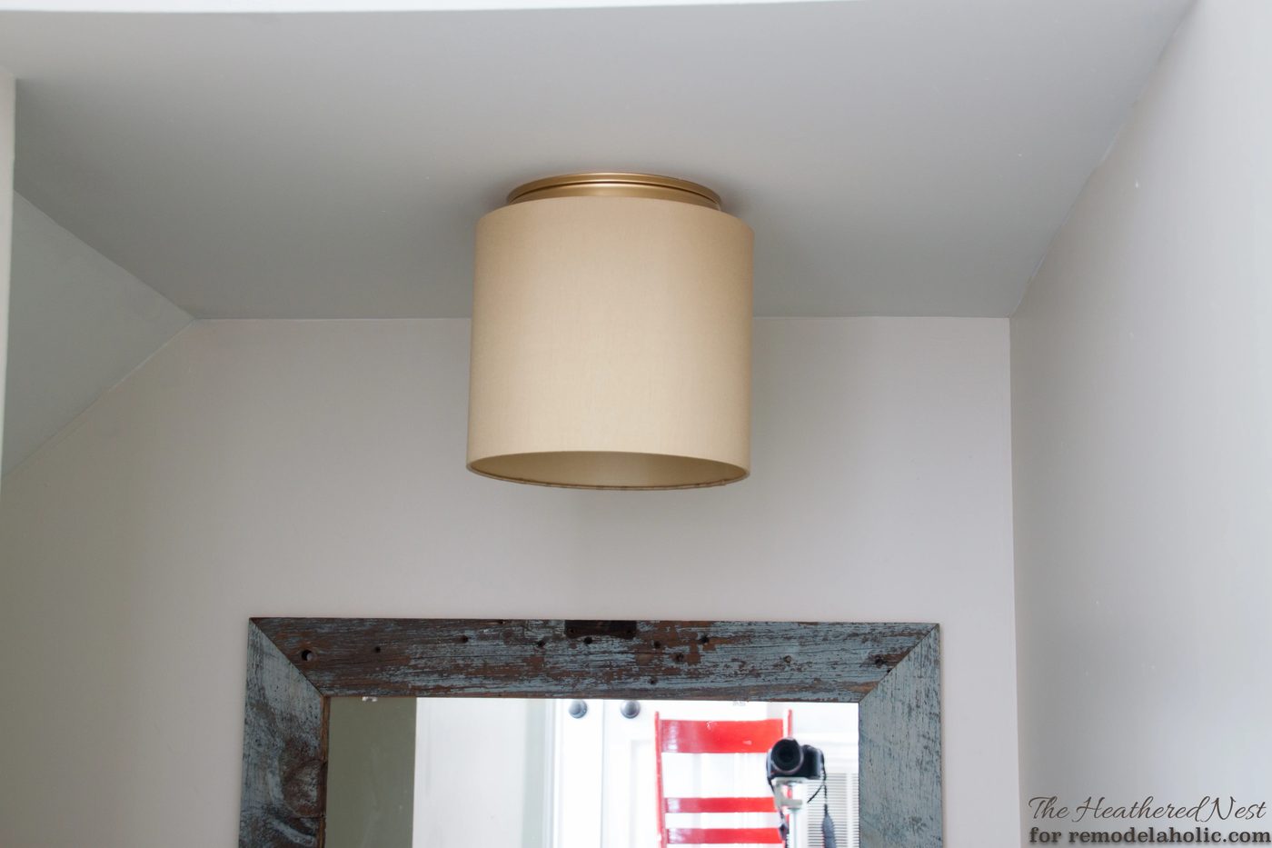 Ban your boob light! Change it to a drum shade fixture in as little as five minutes, no tools required!