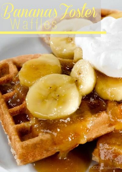 Bananas Foster Waffles | FOODIEaholic.com #recipe #cooking #breakfast #waffles #brunch #banana