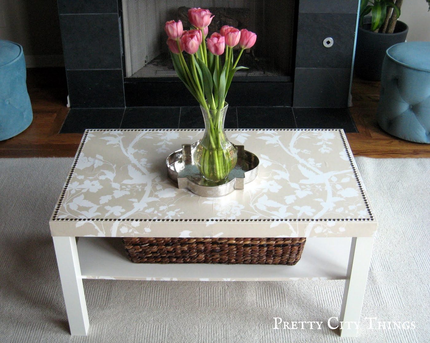 lack coffee table method wallpaper nailheads