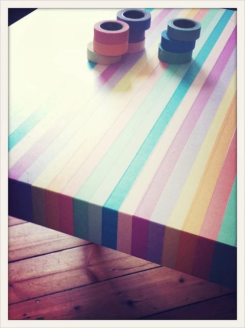 lack side table washi tape stripes