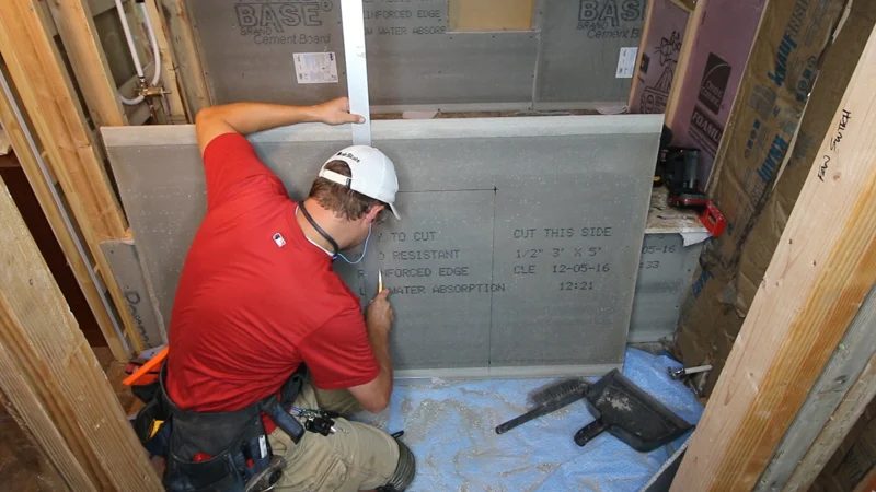 Installing Water-Resistant Bathroom Drywall and Cement Board for Tile Walls in a Jack-and-Jill Basement Bathroom @Bekob