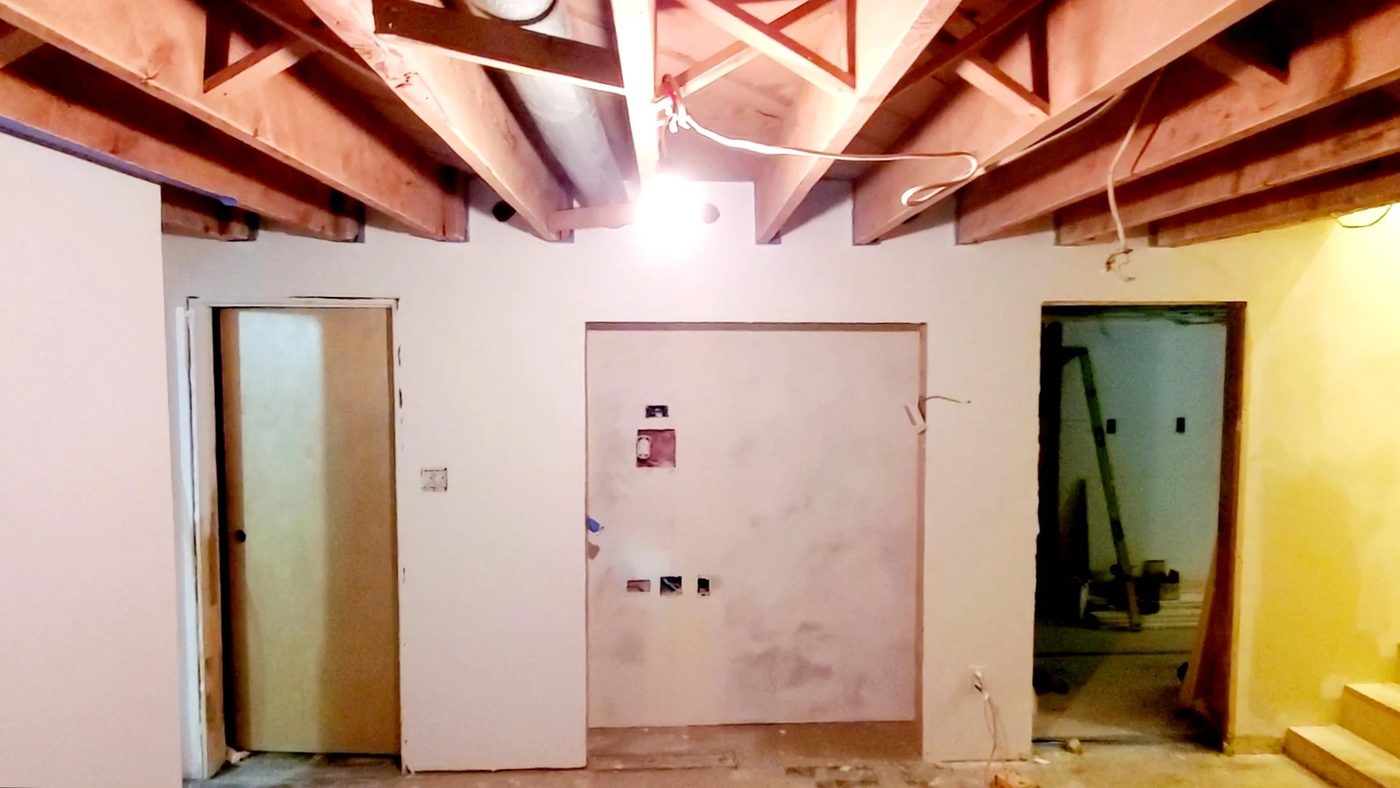 Basement tv nook under construction