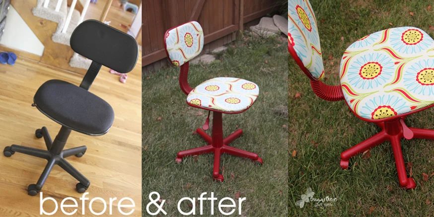 Basic Office Chair Reupholstered For Craft Room