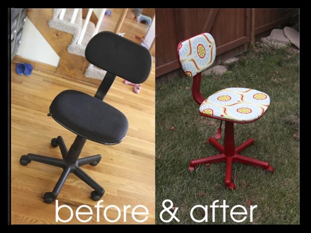 HOw to reuphoster and office chair before and after (1)