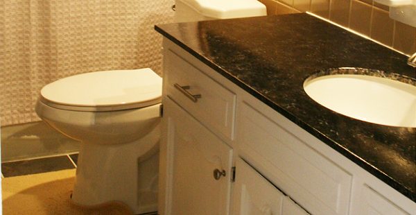 Bathroom Makeover; Yellow & Gray Color Scheme