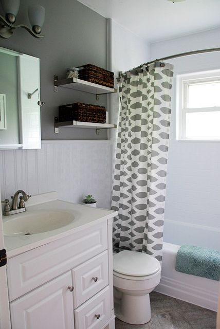 Updating an old bathroom with graoutable peel and stick tiles (8)