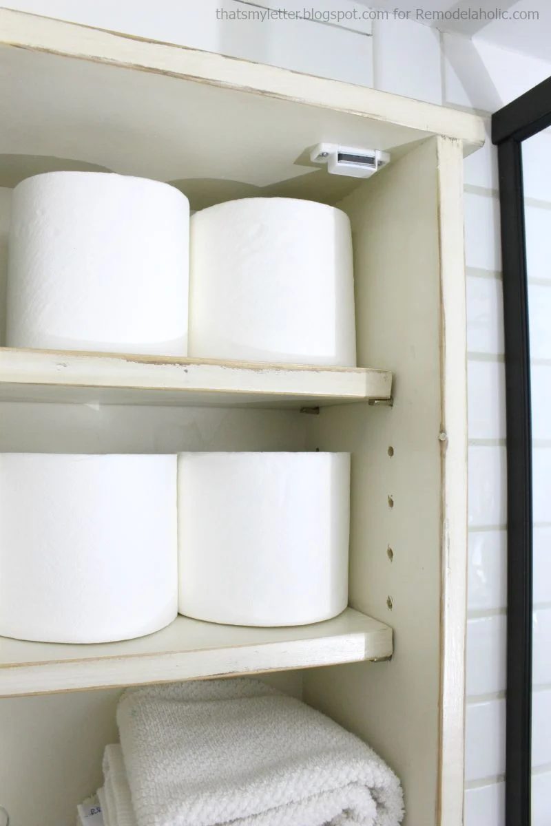 bathroom storage cabinet shelf detail