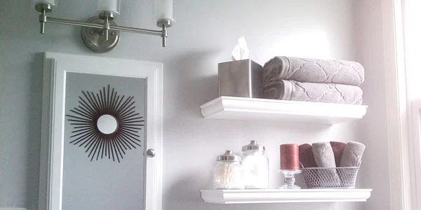 Bathroom Update: Gray Walls and Red Accent Colors