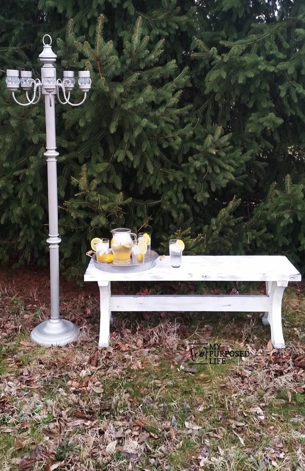 2x4 Outdoor Farmhouse Style Bench MyRepurposedLife.com