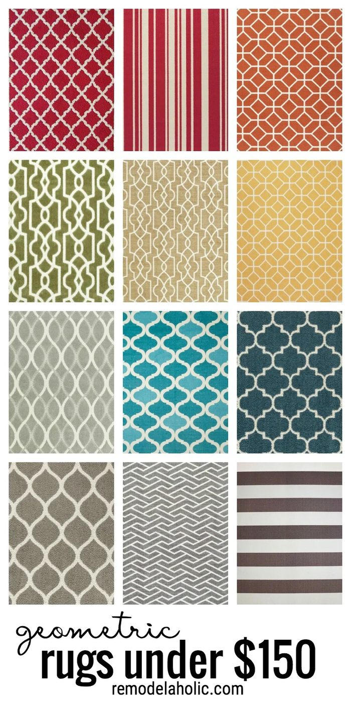Affordable geometric rugs for under $150 via Bekob.com