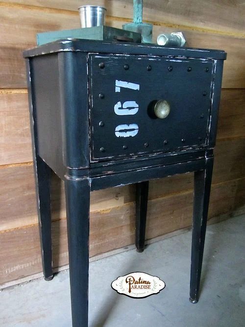Faux metal end table patina paradise