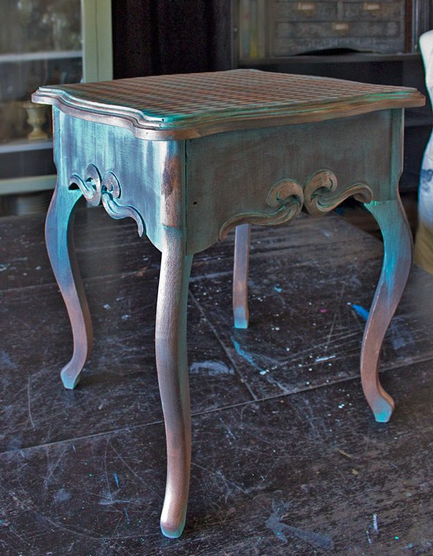Faux Aged Copper TAble Finish The Graphics Fairy