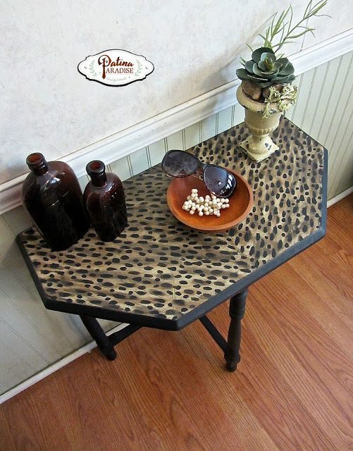 Faux leopard table top patina paradise