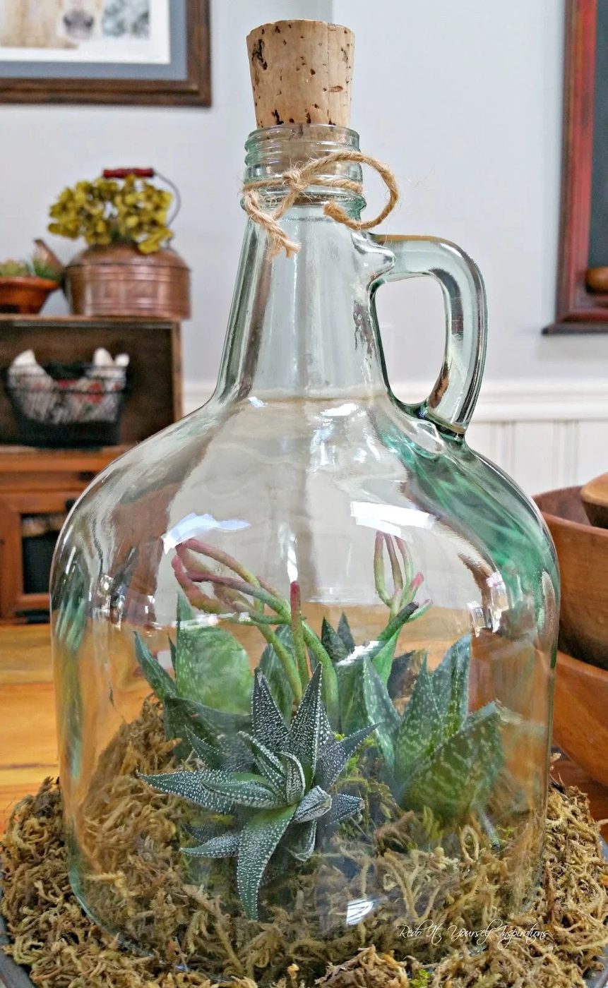 cloche garden terrarium made from an old glass bottle, Redo It Yourself Inspirations