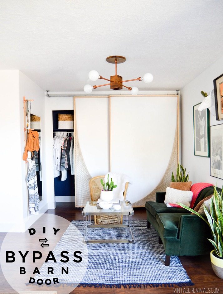 striking Doors - Handmade bypass barn door with woven accent Vintage Revivals