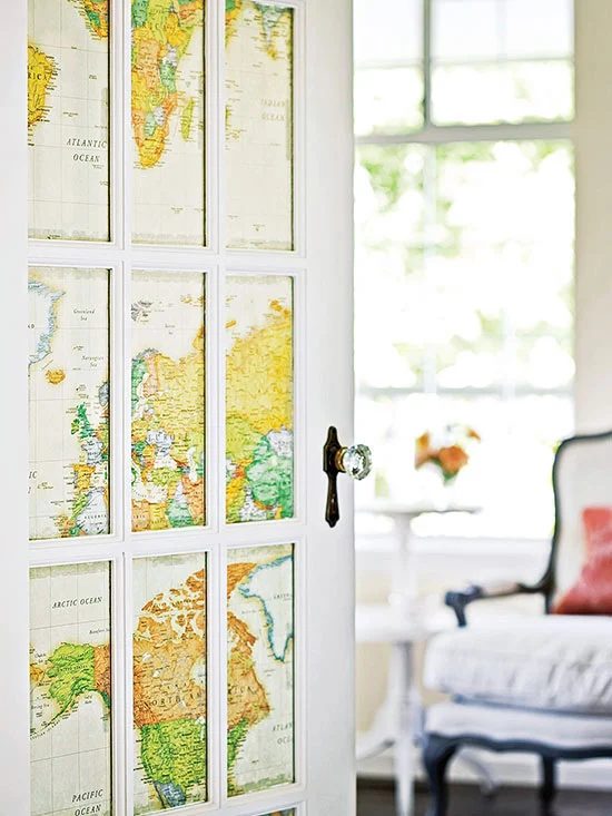 striking Doors - glass pane door with map inset BHG