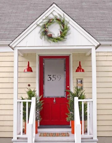 striking Doors - entry door with frosted glass in Benjamin Moore Heritage Red
