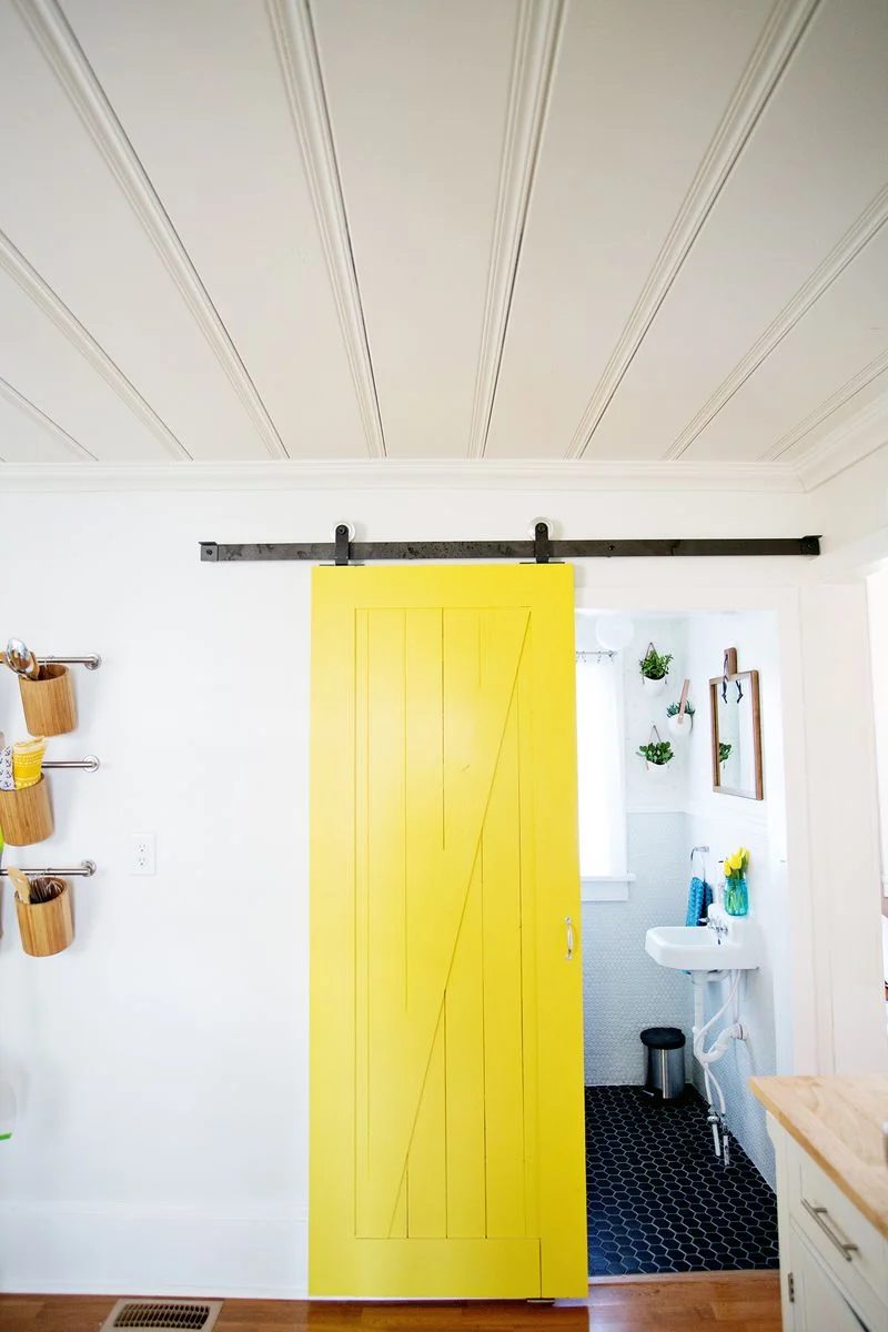 striking Doors - yellow sliding barn door A striking Mess