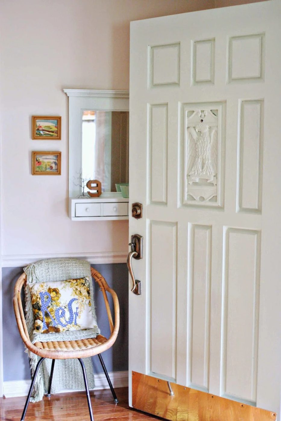 striking Doors - entry carved door in Porter St Augustine mint green Craftivity Designs