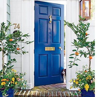 striking Doors - front door in Benjamin Moore Gentleman's Gray via Southern Living