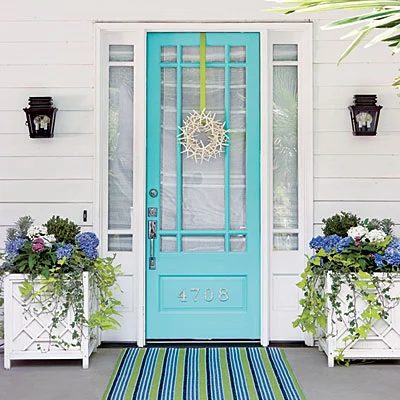 striking Doors - entry door in Valspar Simply Aqua