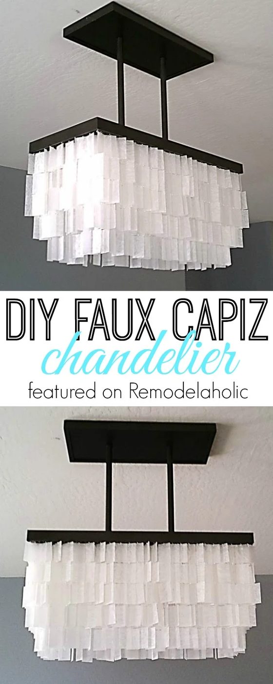 Handmade Faux Capiz Chandelier walkthrough via Bekob.com #knockoff #lighting