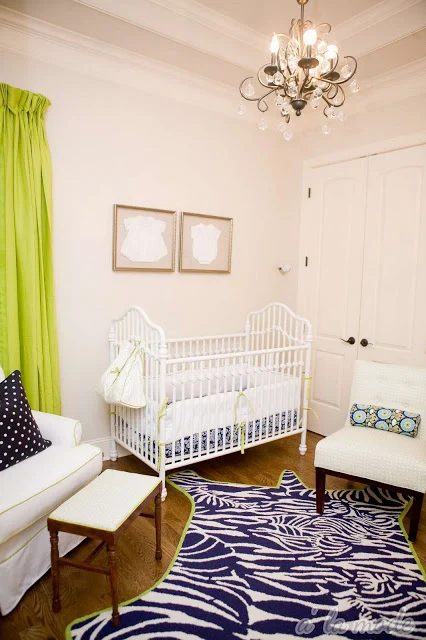 striking Green, Navy And White Nursery Design