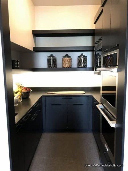 Dark Gray Kitchen Cabinets, Open Shelving, Butler's Pantry, UVPH House 27 Emerald Homes