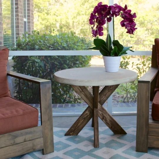 Wood And Cement Cross X Table