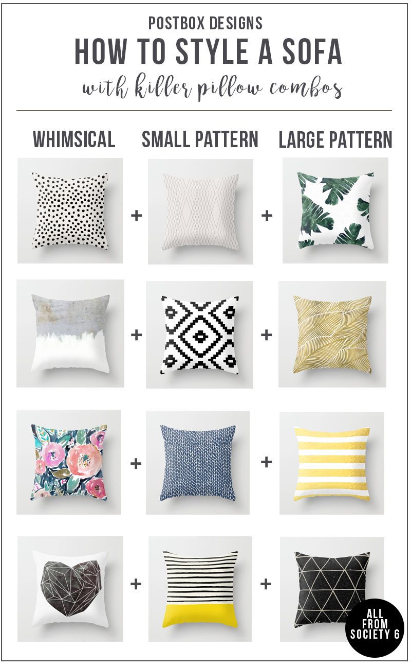 Sofa Round Up + Pillow Combinations by Postbox Designs