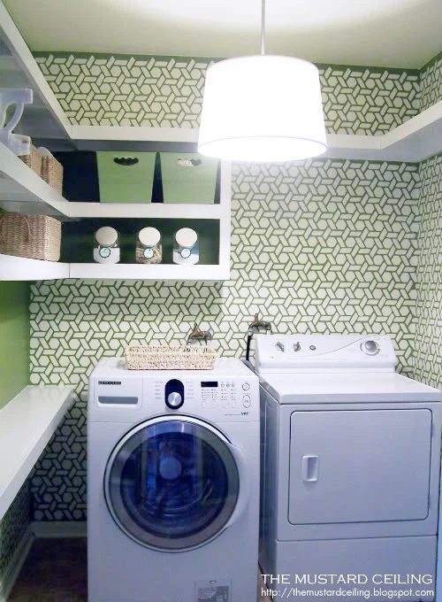 striking Stenciled Laundry Room