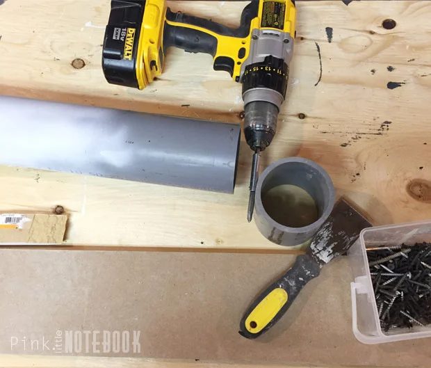 Handmade Mantel pillars using plastic pipe Pink Little Notebook featured on @Bekob