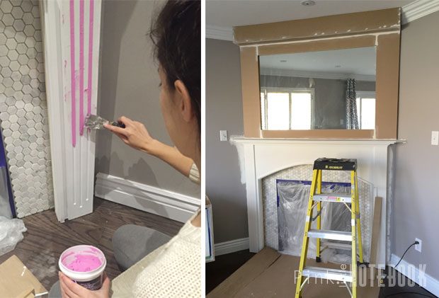 Handmade corner fireplace update Pink Little Notebook featured on @Bekob