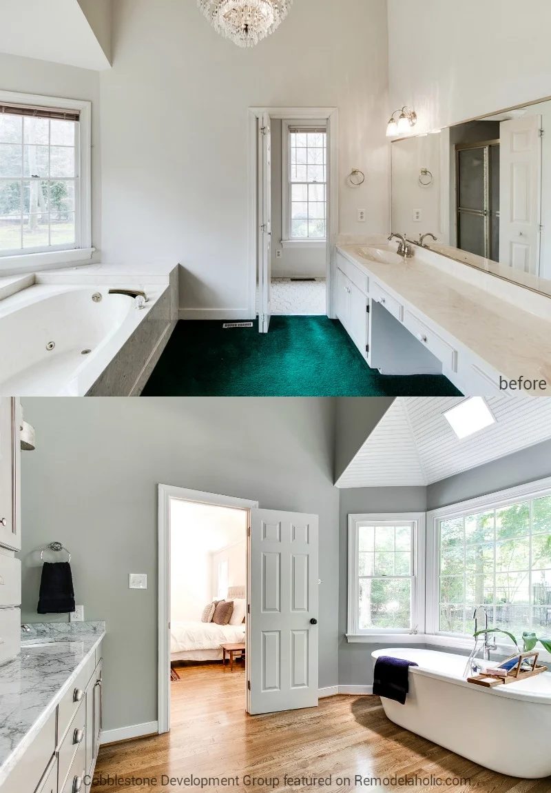 1980's Master Bathroom Renovation, Fendall Home Renovation, Cobblestone Development Group featured on @Bekob