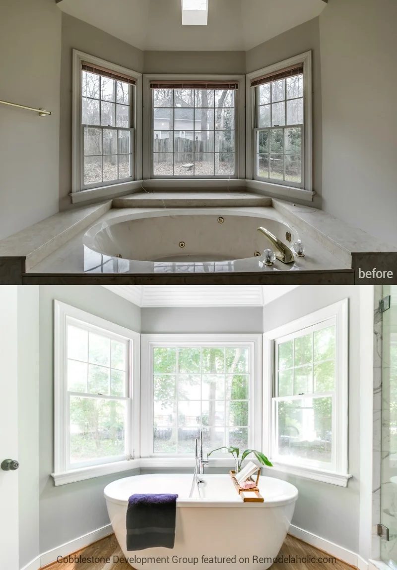 1980's Master Bathroom Tub Renovation, Fendall Home Renovation, Cobblestone Development Group featured on @Bekob