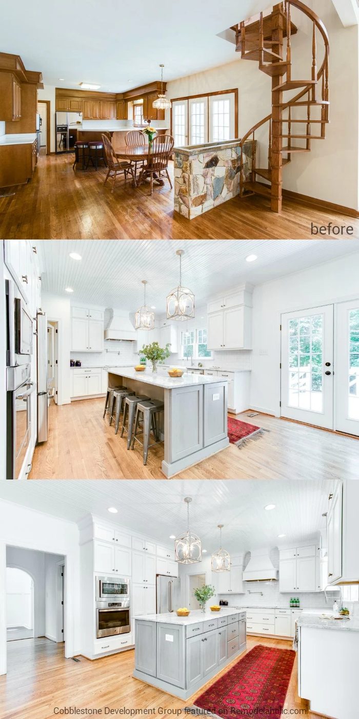 1980's Dated Kitchen into Modern White Kitchen, Fendall Home Renovation, Cobblestone Development Group featured on @Bekob